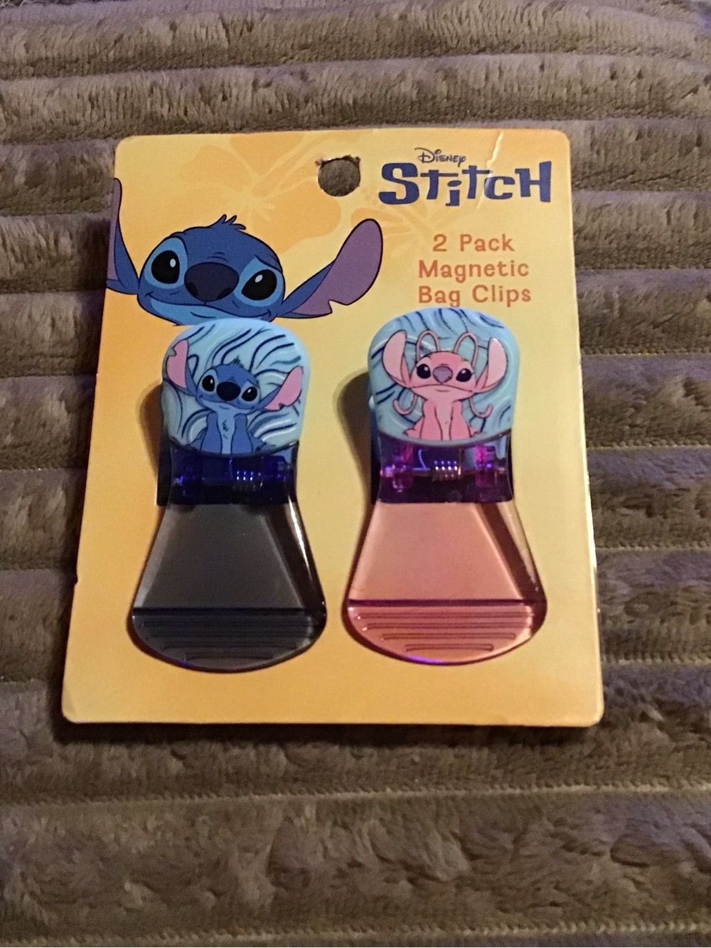 Disney Stitch Magnetic 2-Pack Bag Clips - Blue & Pink Accents